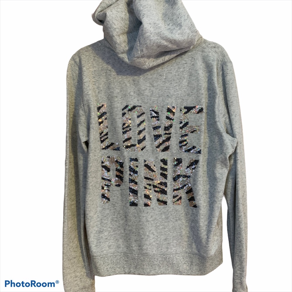 NWOT PINK zebra sequin zip up